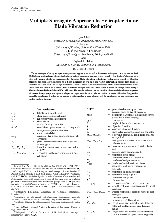 (PDF) Multiple-Surrogate Approach to Helicopter Rotor Blade Vibration ...