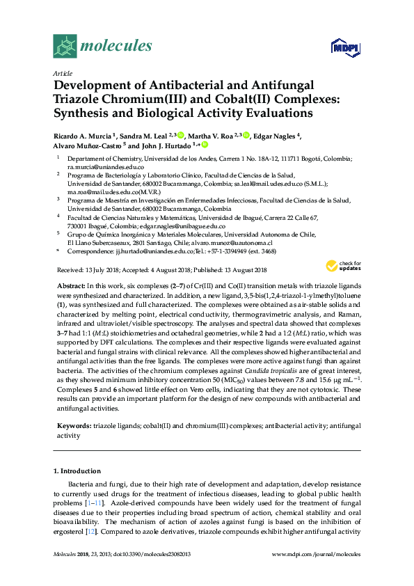 (PDF) Development of Antibacterial and Antifungal Triazole Chromium(III ...