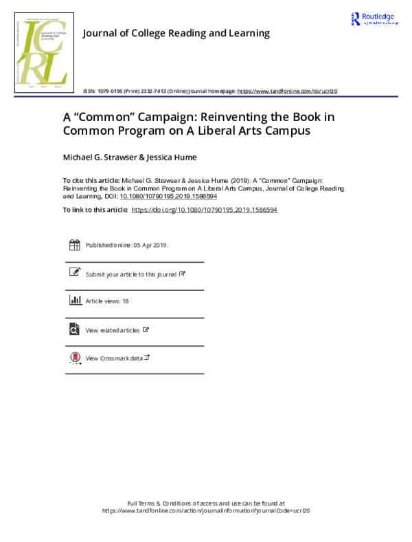 (PDF) A “Common” Campaign: Reinventing the Book in Common Program on A ...