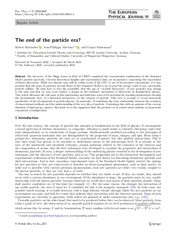 (PDF) The end of the particle era?