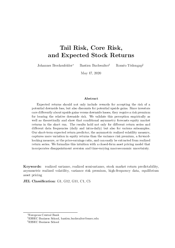 (PDF) Tail Risk, Core Risk, and Expected Stock Returns