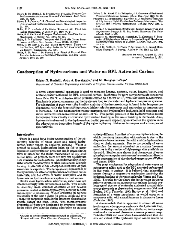 (PDF) Coadsorption of hydrocarbons and water on BPL activated carbon