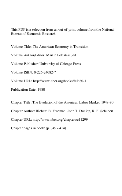 (PDF) The Evolution of the American Labor Market 1948-1980