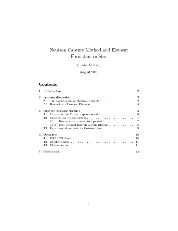 (PDF) Neutron Capture Method and Element Formation in Star