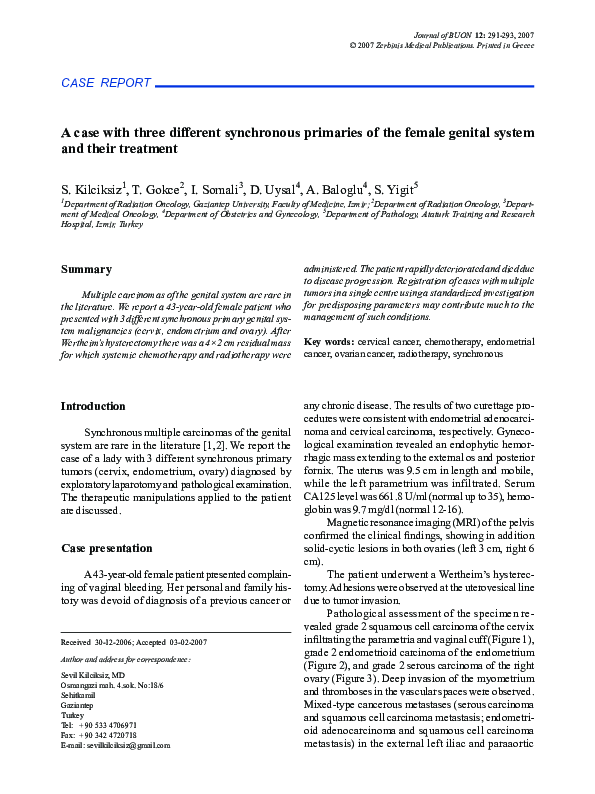 (PDF) A case with three different synchronous primaries of the female ...