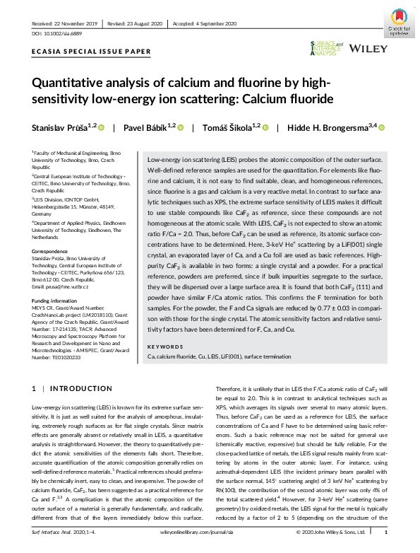 (PDF) Quantitative analysis of calcium and fluorine by high‐sensitivity ...