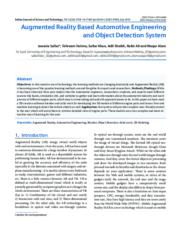 (PDF) Augmented Reality Based Automotive Engineering and Object ...