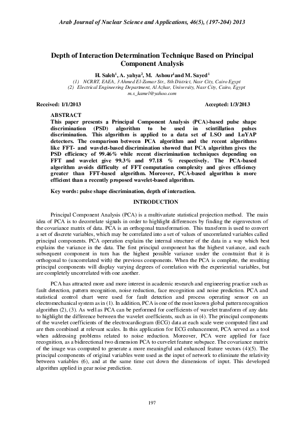 (PDF) Depth of Interaction Determination Technique Based on Principal ...