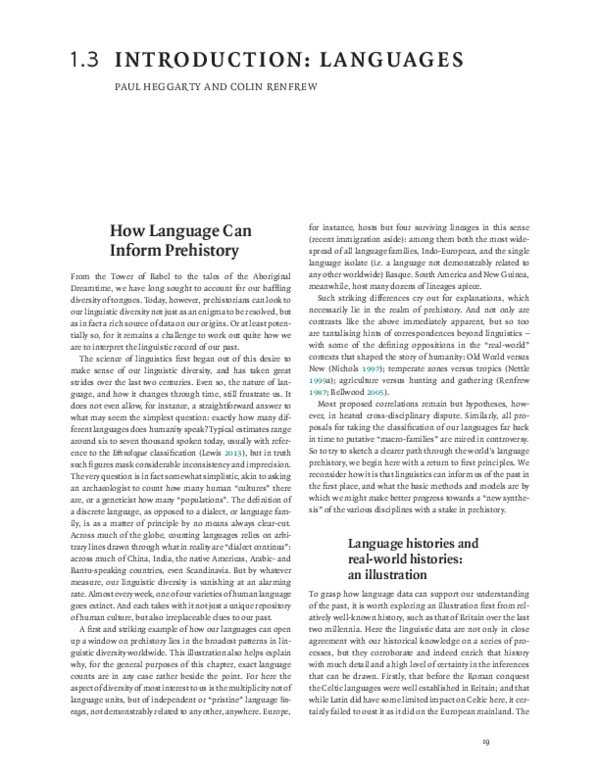 (PDF) Introduction to language prehistory [Cambridge World Prehistory ...