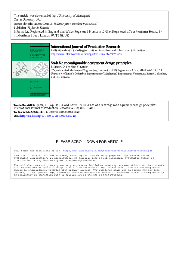 (PDF) Scalable reconfigurable equipment design principles