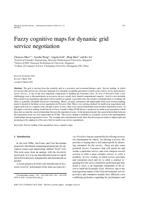 (PDF) Fuzzy cognitive maps for dynamic grid service negotiation