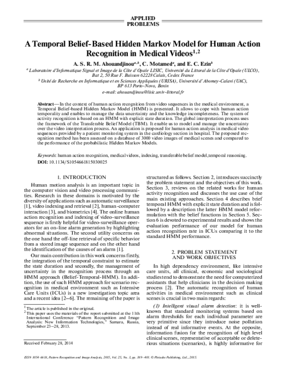 (PDF) A temporal belief-based hidden markov model for human action ...