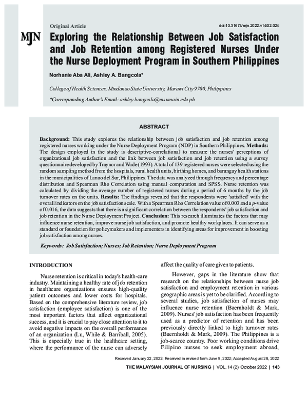 (PDF) Exploring the Relationship between Job Satisfaction and Job ...