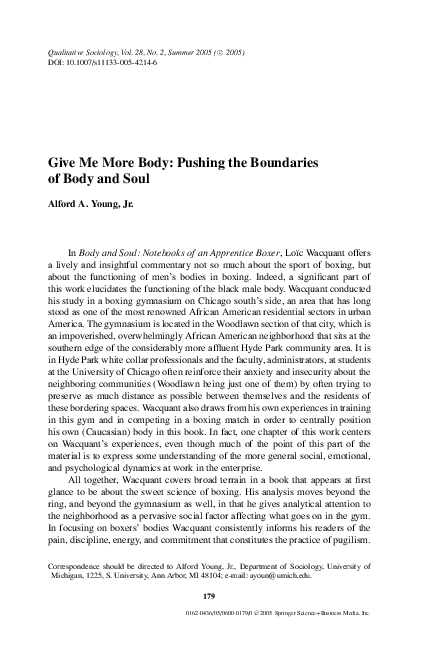 (PDF) Give Me More Body: Pushing the Boundaries of Body and Soul