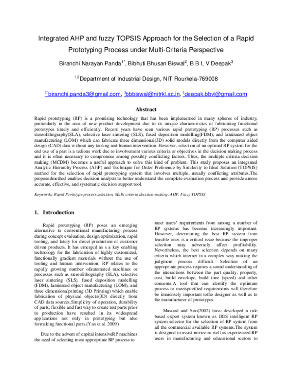 (PDF) Integrated AHP and fuzzy TOPSIS Approach for the Selection of a ...