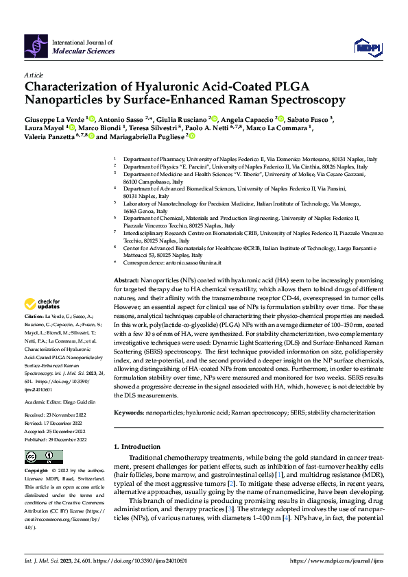 (PDF) Characterization of Hyaluronic Acid-Coated PLGA Nanoparticles by ...