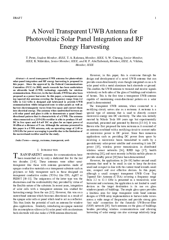 (PDF) A Novel Transparent UWB Antenna for Photovoltaic Solar Panel ...