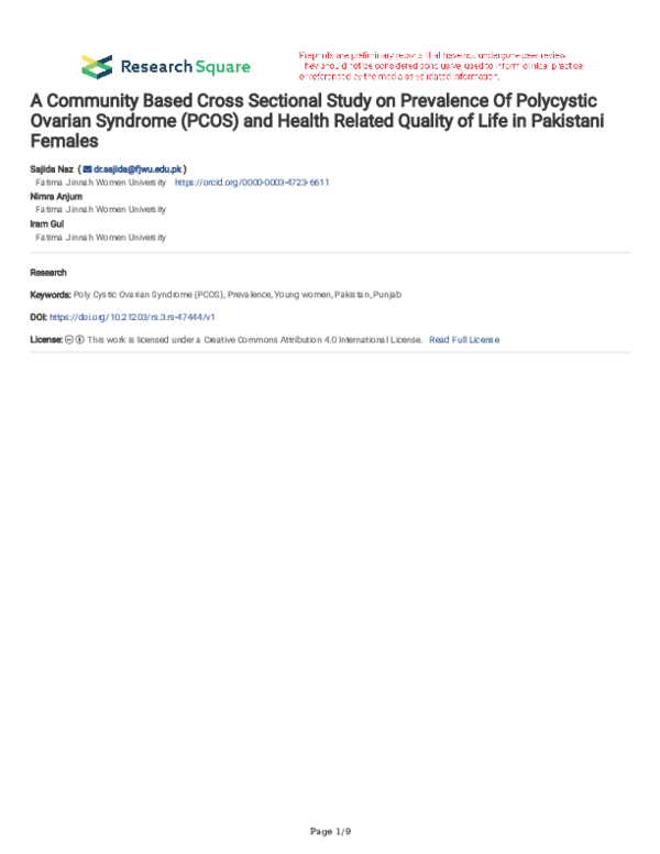 (PDF) A Community Based Cross Sectional Study on Prevalence Of ...