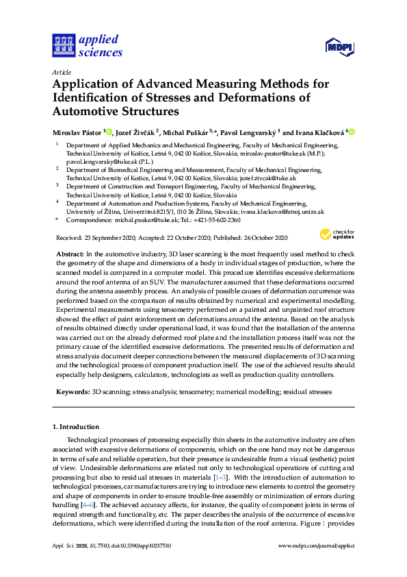 (PDF) Application of Advanced Measuring Methods for Identification of ...
