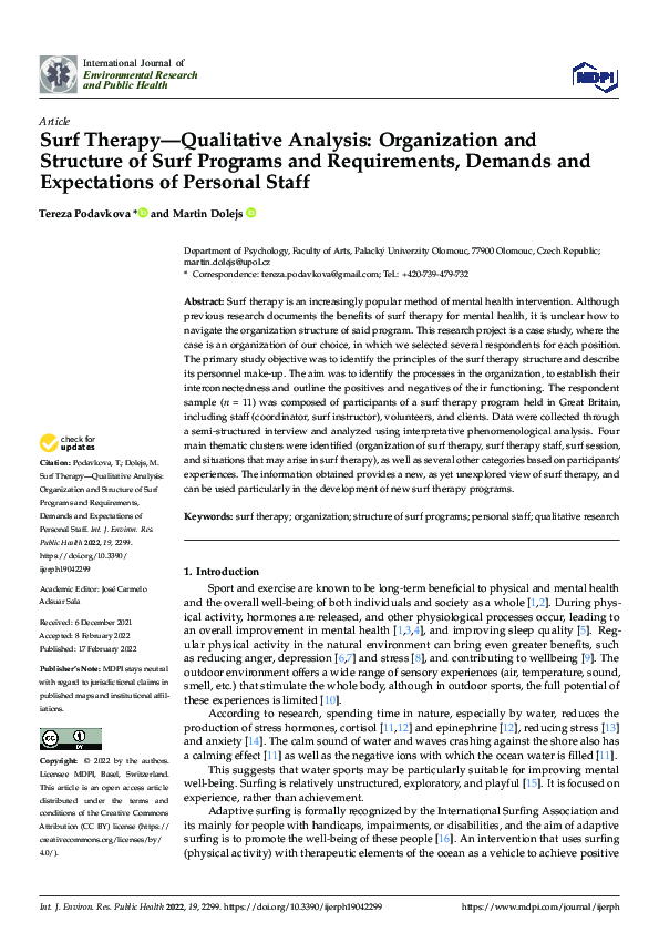 (PDF) Surf Therapy—Qualitative Analysis: Organization and Structure of ...