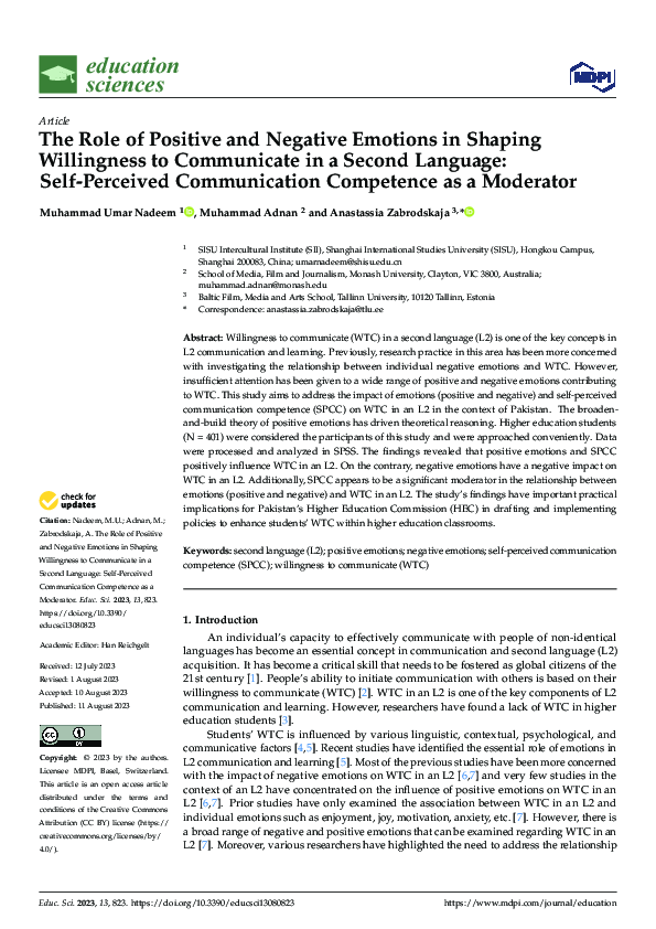 (PDF) The Role of Positive and Negative Emotions in Shaping Willingness ...