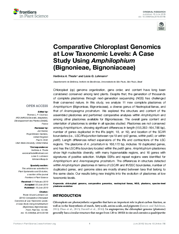 (PDF) Comparative Chloroplast Genomics at Low Taxonomic Levels: A Case ...
