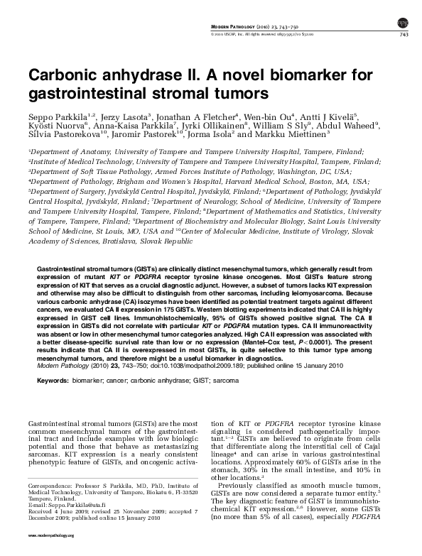View of (PDF) Carbonic anhydrase II. A novel biomarker for gastrointestinal ...