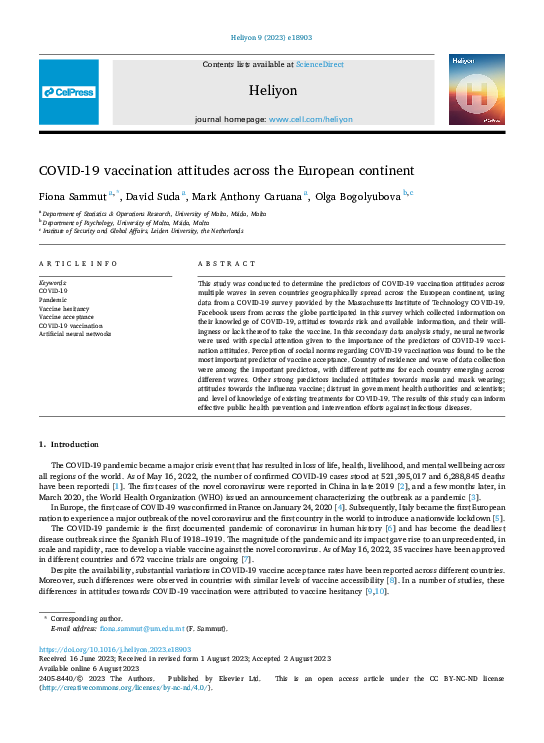 (PDF) COVID-19 vaccination attitudes across the European continent