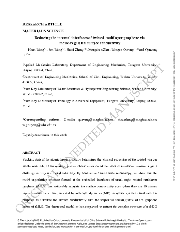 (PDF) Deducing the internal interfaces of twisted multilayer graphene ...