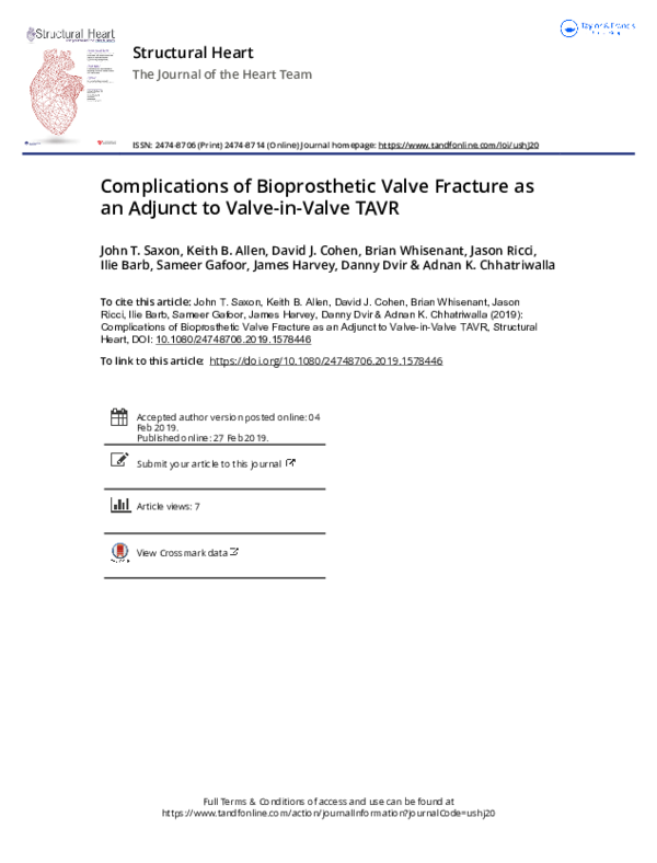 (PDF) Complications of Bioprosthetic Valve Fracture as an Adjunct to ...