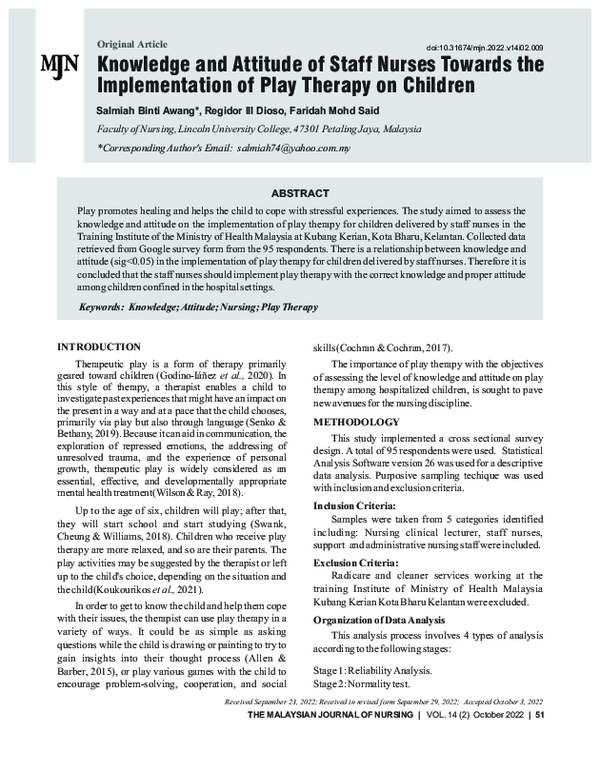 (PDF) Knowledge and Attitude of Staff Nurses Towards the Implementation ...