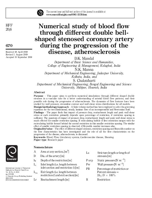 (PDF) Numerical Study of Blood Flow Through Different Double Bell ...