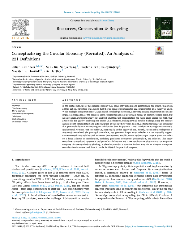 (PDF) Conceptualizing the Circular Economy (Revisited): An Analysis of ...