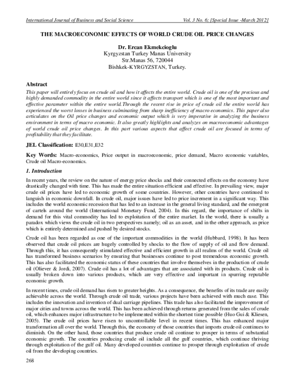 (PDF) The Macroeconomic Effects of World Crude Oil Prices Changes