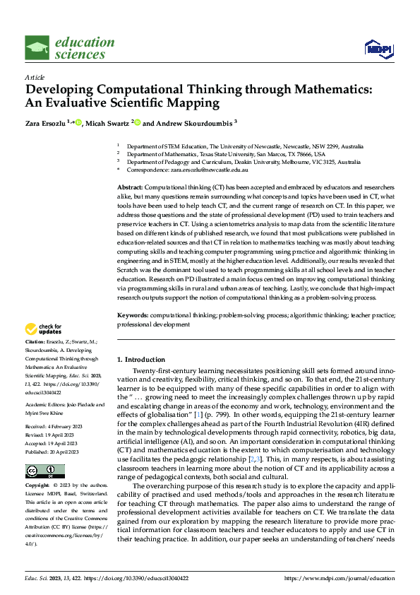 (PDF) Developing Computational Thinking through Mathematics: An ...