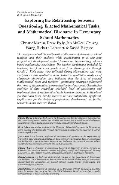 (PDF) Exploring the Relationship between Questioning, Enacted ...