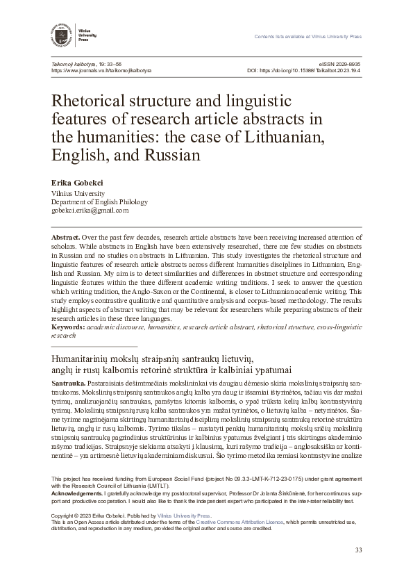 (PDF) Rhetorical structure and linguistic features of research article ...