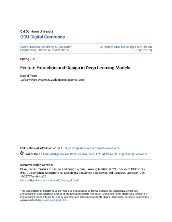 (PDF) Feature Extraction and Design in Deep Learning Models