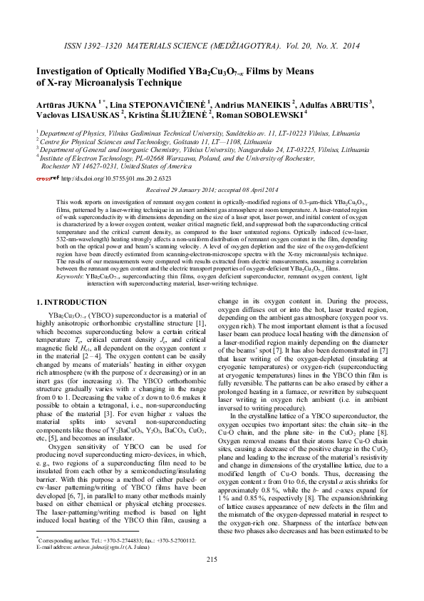 (PDF) Investigation of Optically Modified YBa2Cu3O7–x Films by Means of ...