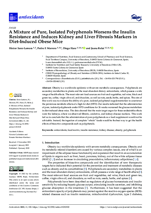 (PDF) A Mixture of Pure, Isolated Polyphenols Worsens the Insulin ...