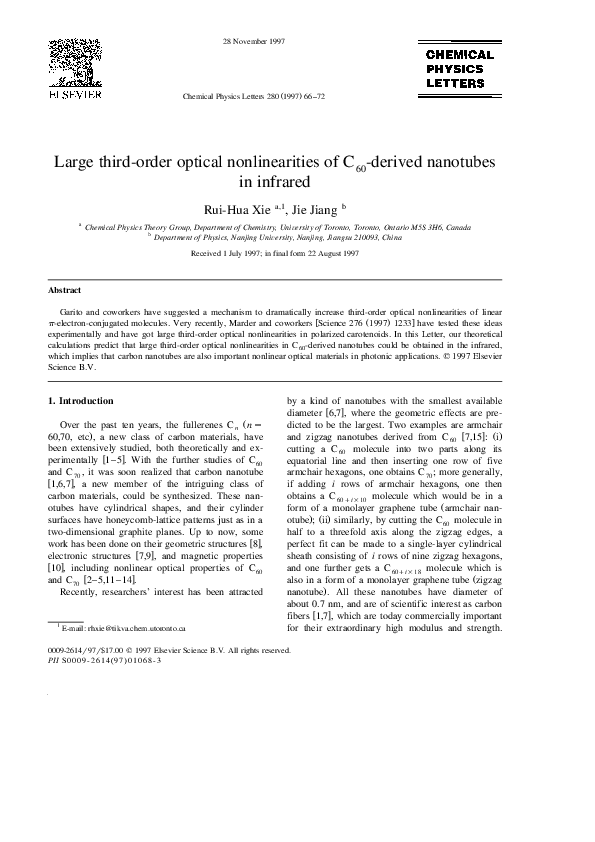 (PDF) Large third-order optical nonlinearities of C60-derived nanotubes ...