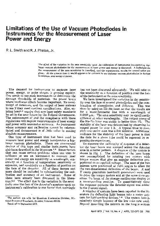 (PDF) Limitations of the Use of Vacuum Photodiodes in Instruments for ...