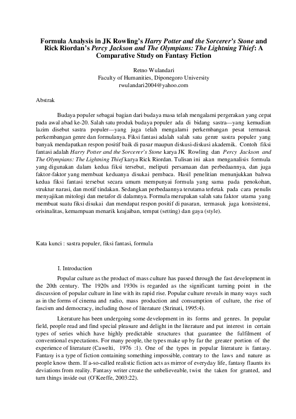 (PDF) Formula Analysis in JK Rowling’s Harry Potter and the Sorcerer’s ...