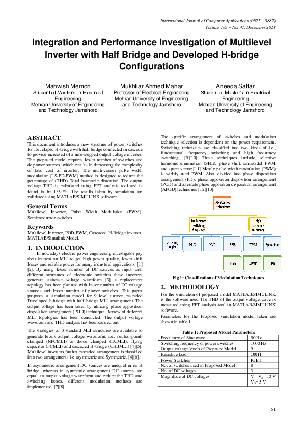 (PDF) Integration and Performance Investigation of Multilevel Inverter ...