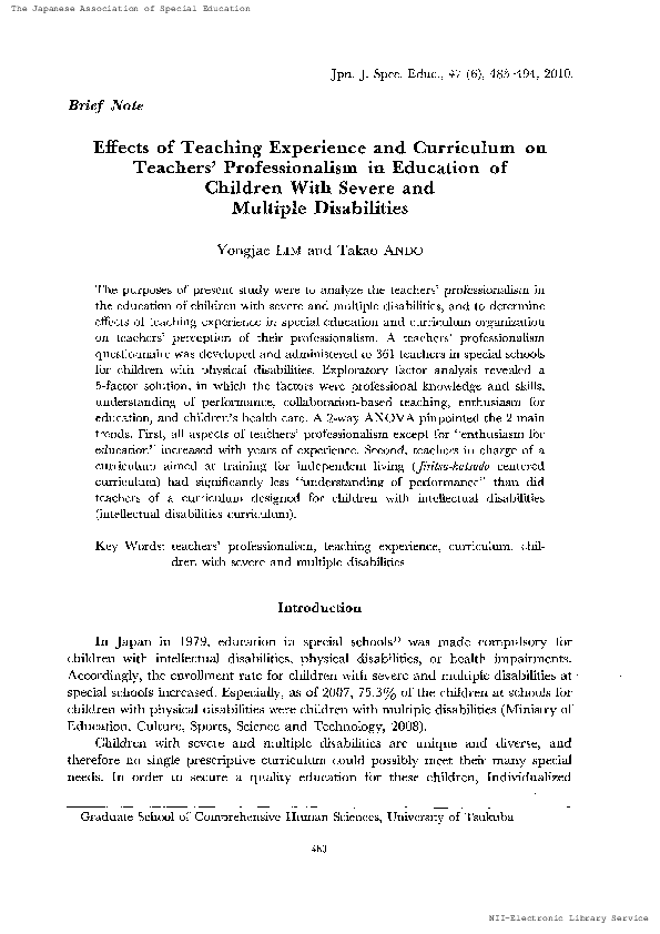 (PDF) Effects of Teaching Experience and Curriculum on Teachers ...