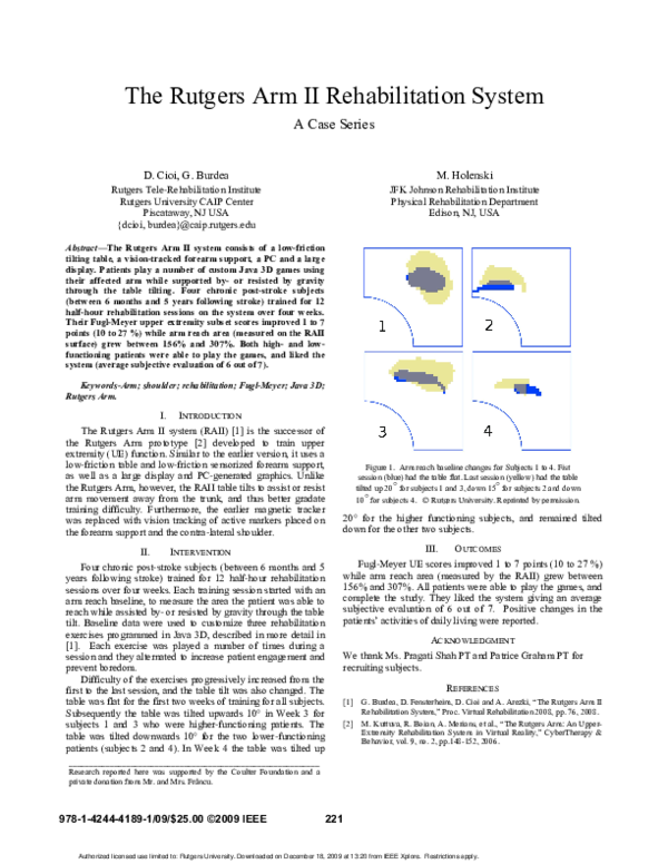 (PDF) The Rutgers Arm II rehabilitation system: A case series