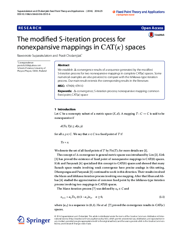 (PDF) The modified S-iteration process for nonexpansive mappings in ...