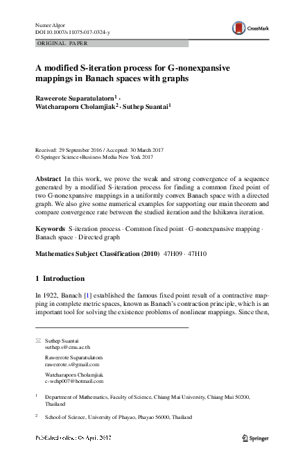 (PDF) A modified S-iteration process for G-nonexpansive mappings in ...