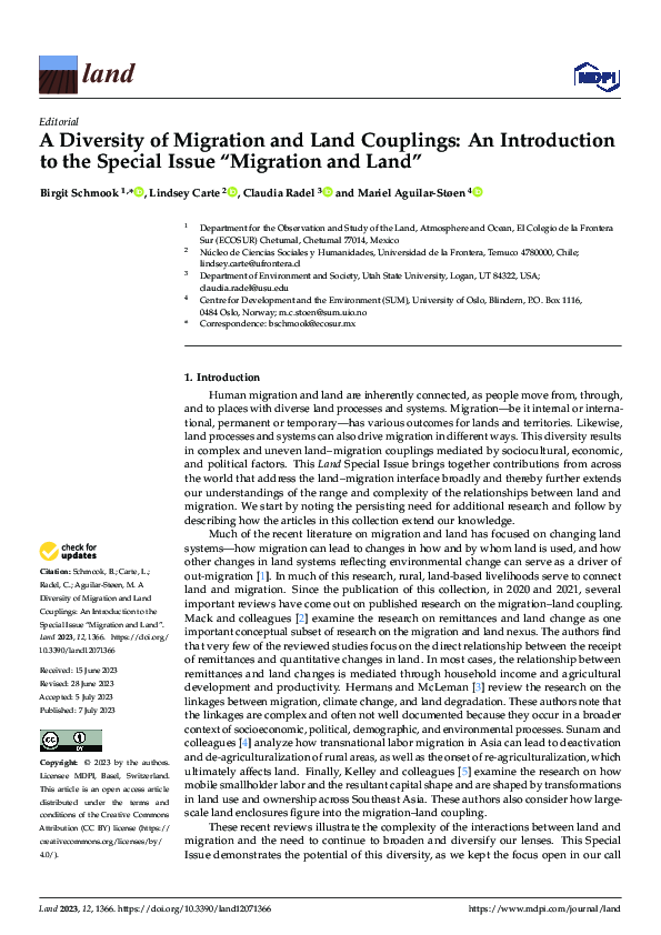 (PDF) A Diversity of Migration and Land Couplings: An Introduction to ...