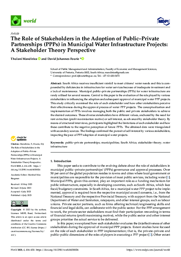 (PDF) The Role of Stakeholders in the Adoption of Public–Private ...